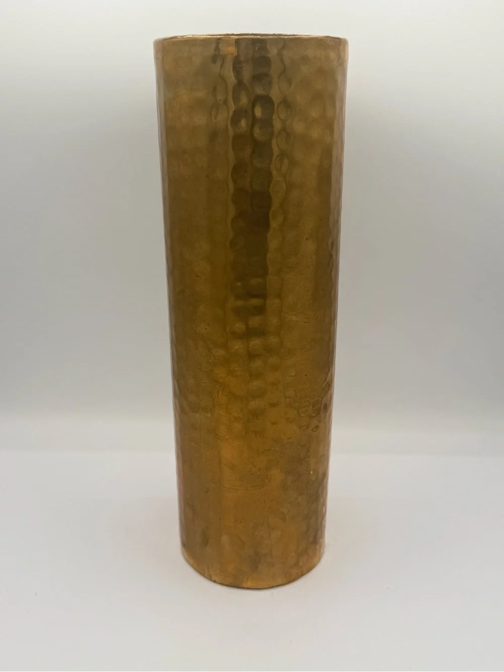 Vintage Hosley Brass Hammered Vase 12 Inch Tall Fluted Boho MCM Home Decor
